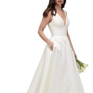 NEW Never worn A-Line Women's Satin Wedding Dress Size 2
